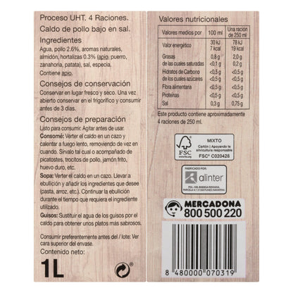 Caldo de Pollo Hacendado Bajo en Sal