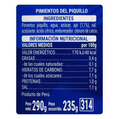 Pimientos del Piquillo en Tiras con Ajo Hacendado