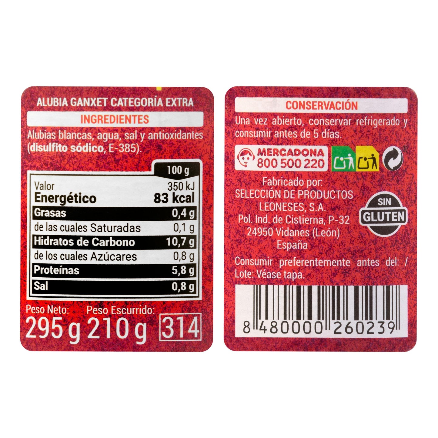 Alubia Cocida Ganxet Hacendado