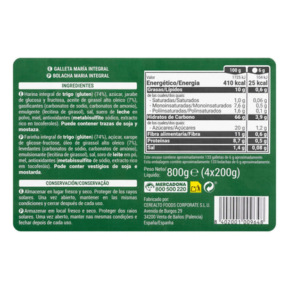 Galletas María Integral Hacendado