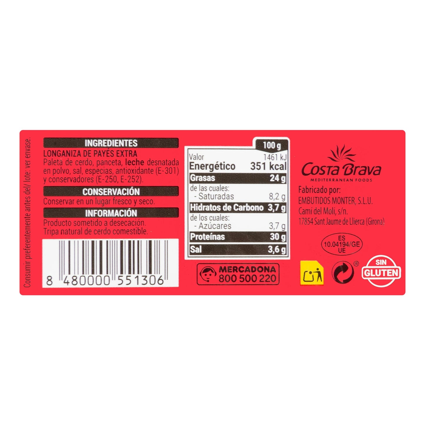 Longaniza de Payés Extra Hacendado