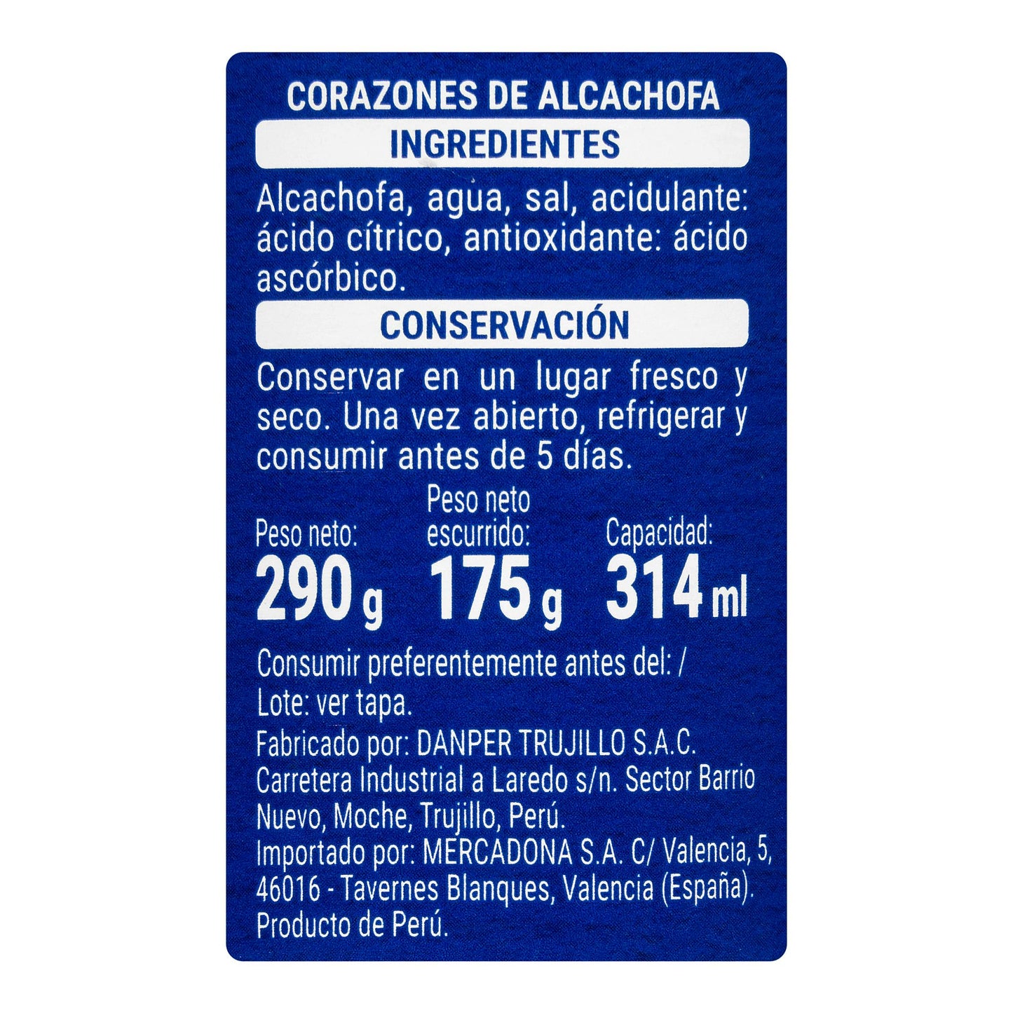 Corazones de Alcachofa Hacendado 290GR