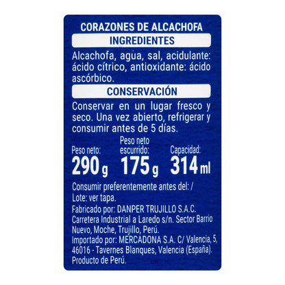 Corazones de Alcachofa Hacendado 290GR