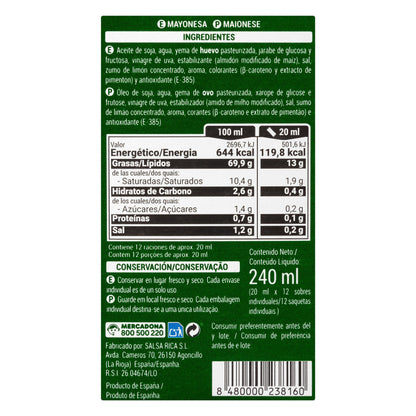 Mayonesa en Sobres Individuales Hacendado