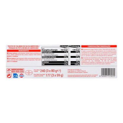 Calamar en Salsa Americana Hacendado Pack3