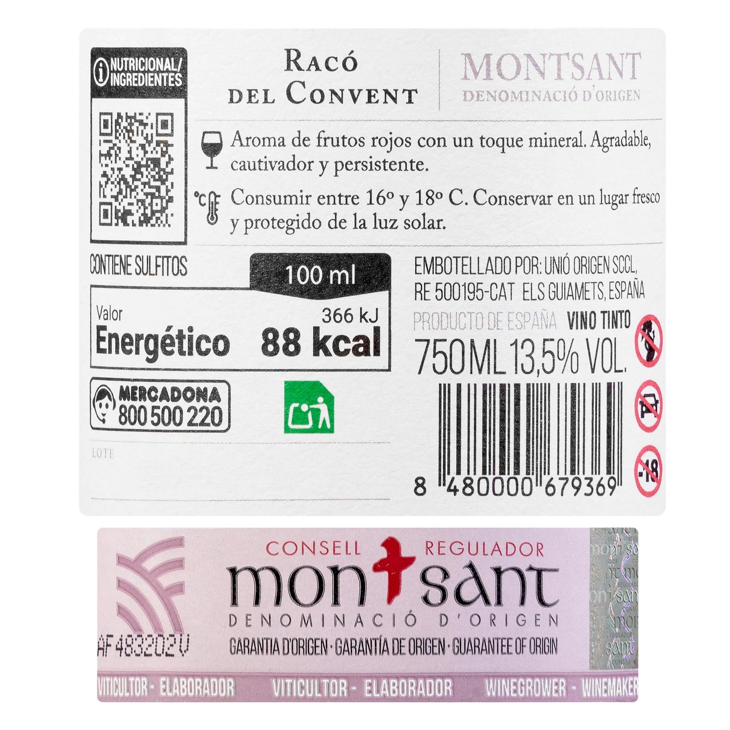 Vino Tinto D.O Montsant Racó del Convent