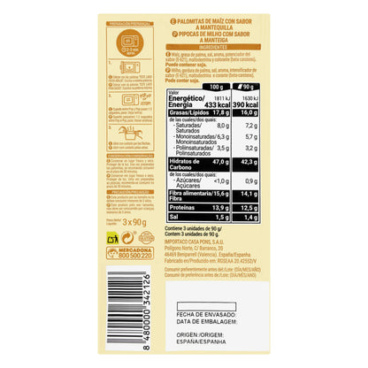 Palomitas de Maíz sabor Mantequilla Hacendado para Microondas