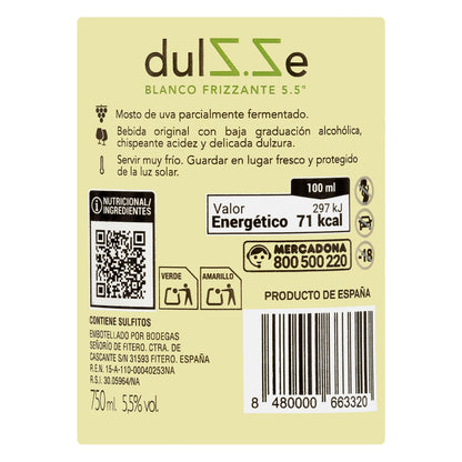 Vino Blanco Espumoso Verdejo DulZ.Ze Frizzante