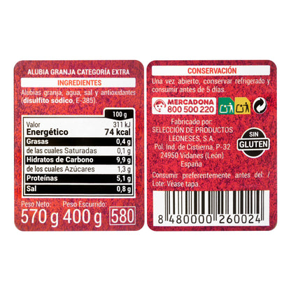 Alubia Cocida Granja Hacendado