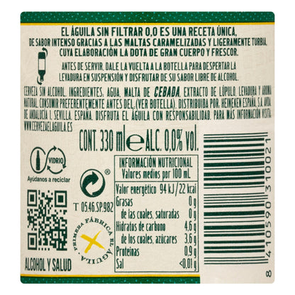 Cerveza 0,0% Sin Alcohol El Águila Sin Filtrar
