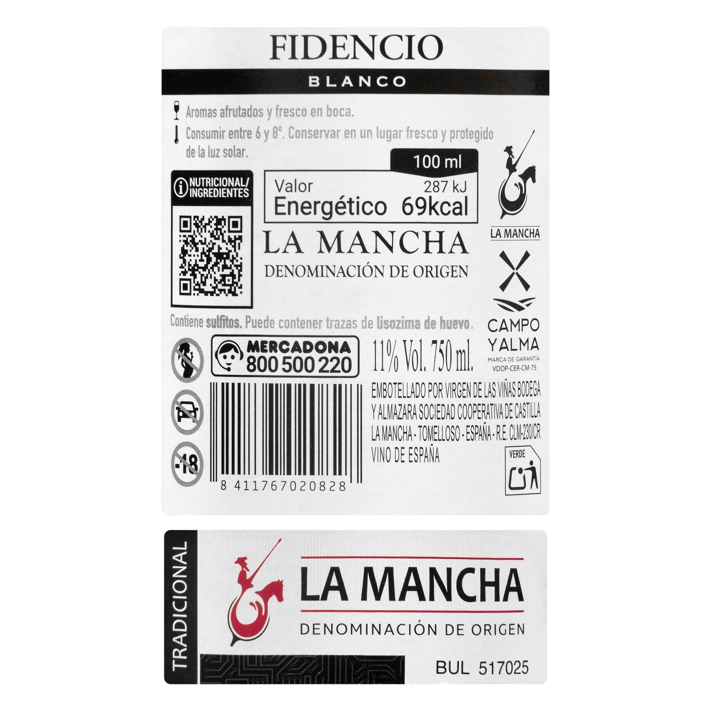 Vino Blanco D.O La Mancha Fidencio
