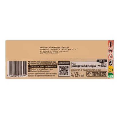 Bebida Preparada de Ron Sabor Daiquiri Fresa La Recompensa Ice