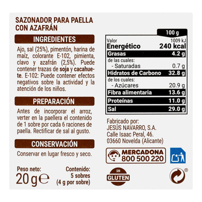 Sazonador para Paella con Azafrán Hacendado