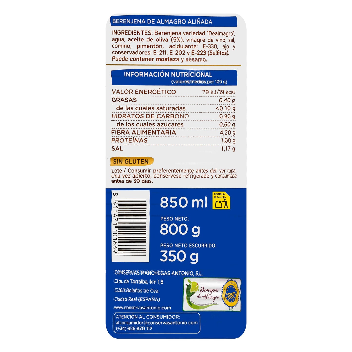 Berenjenas de Almagro Aliñada Antonio