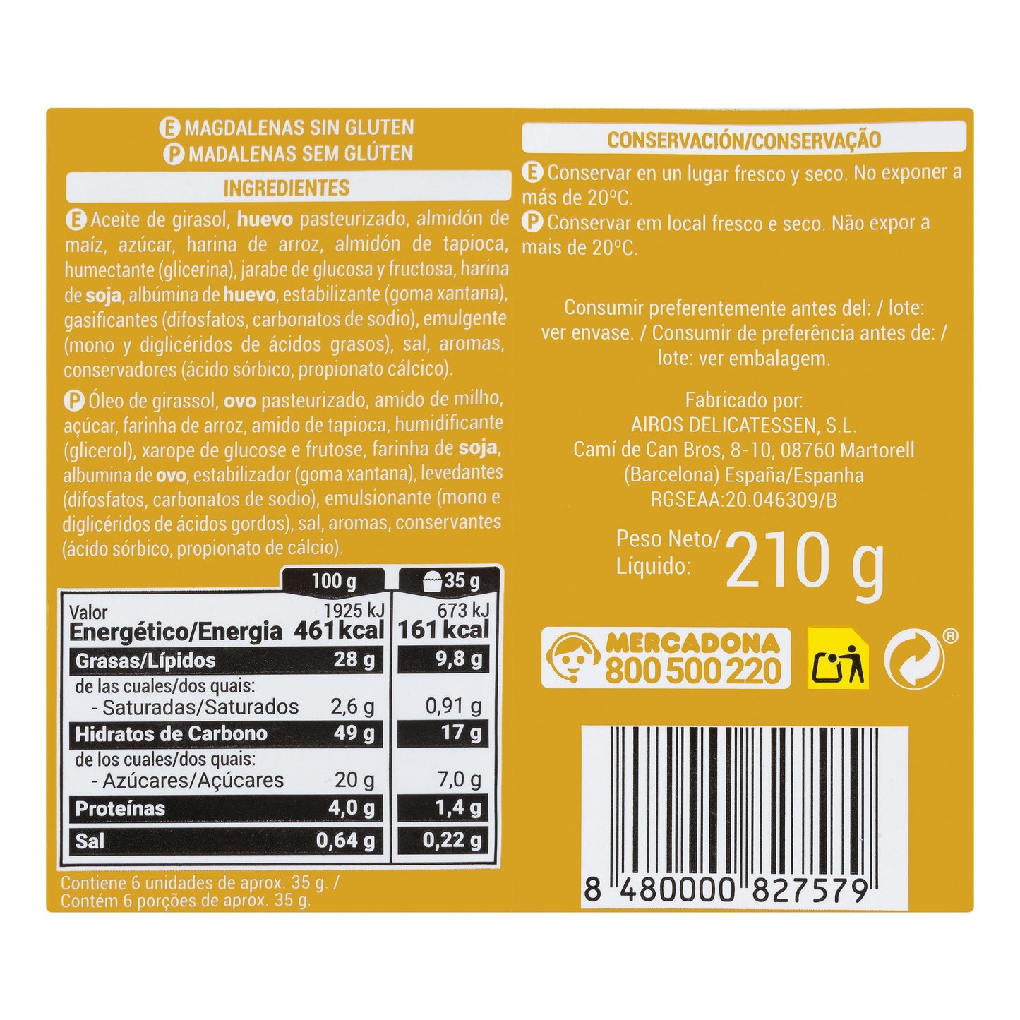 Magdalenas Sin Gluten Hacendado