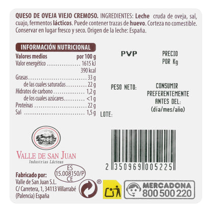 Queso Viejo Cremoso de Oveja Hacendado