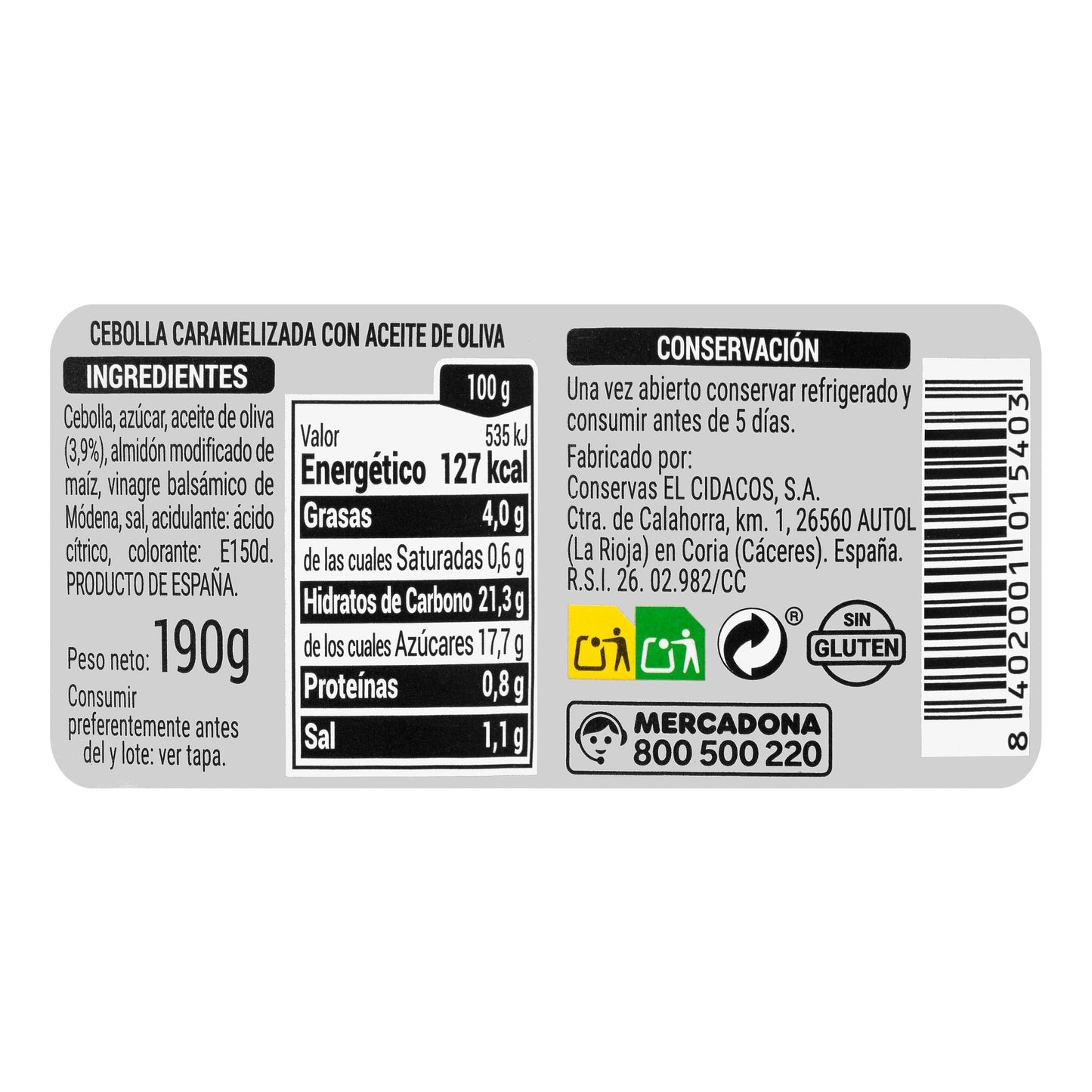 Cebolla Caramelizada Hacendado