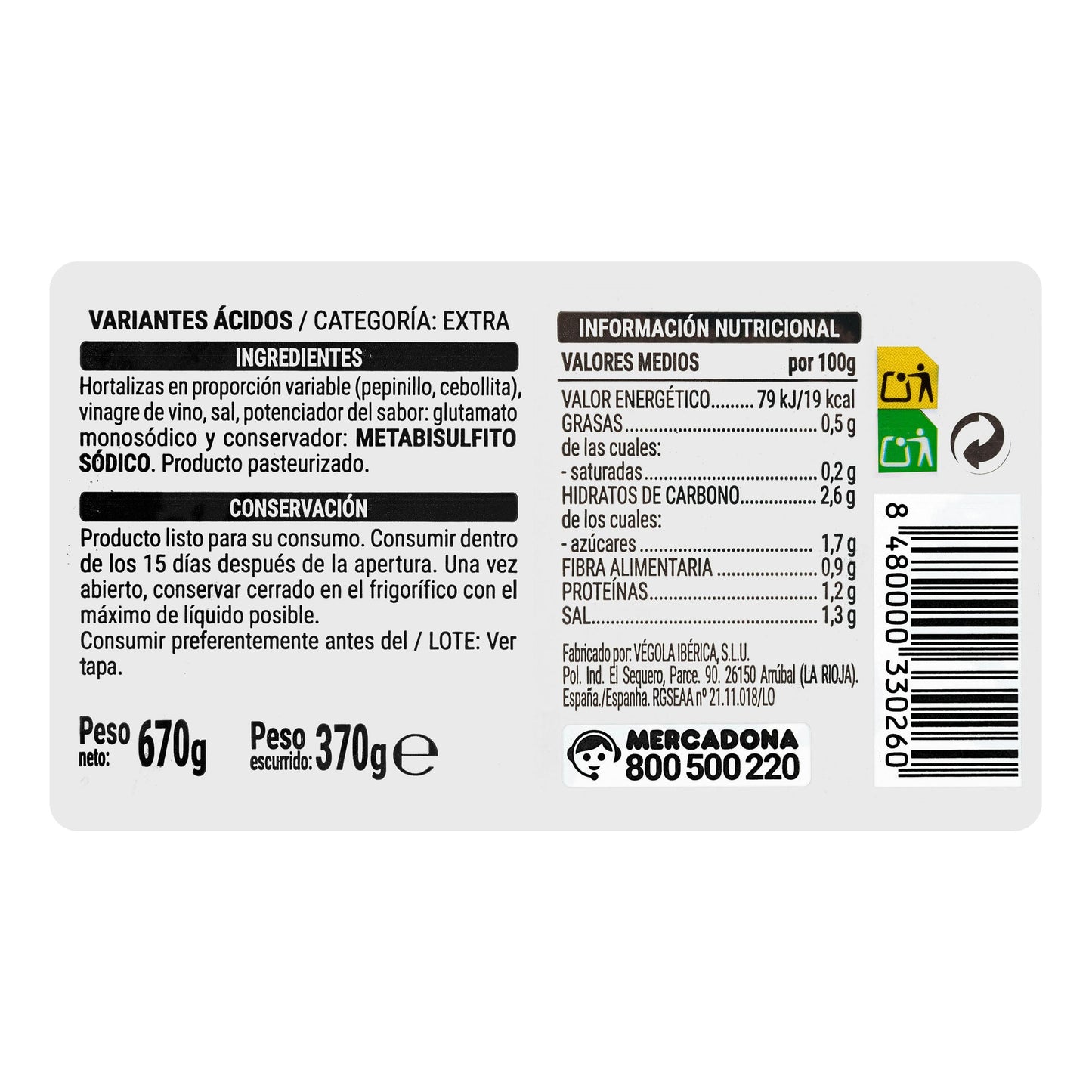 Mix de Pepinillos y Cebollitas Hacendado