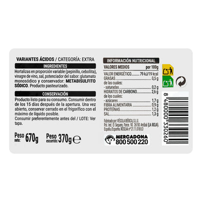 Mix de Pepinillos y Cebollitas Hacendado