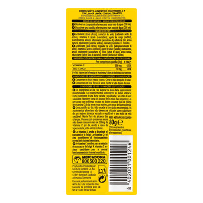 Comprimidos Efervescentes Vitamina C y Zinc Deliplus Sabor Limón