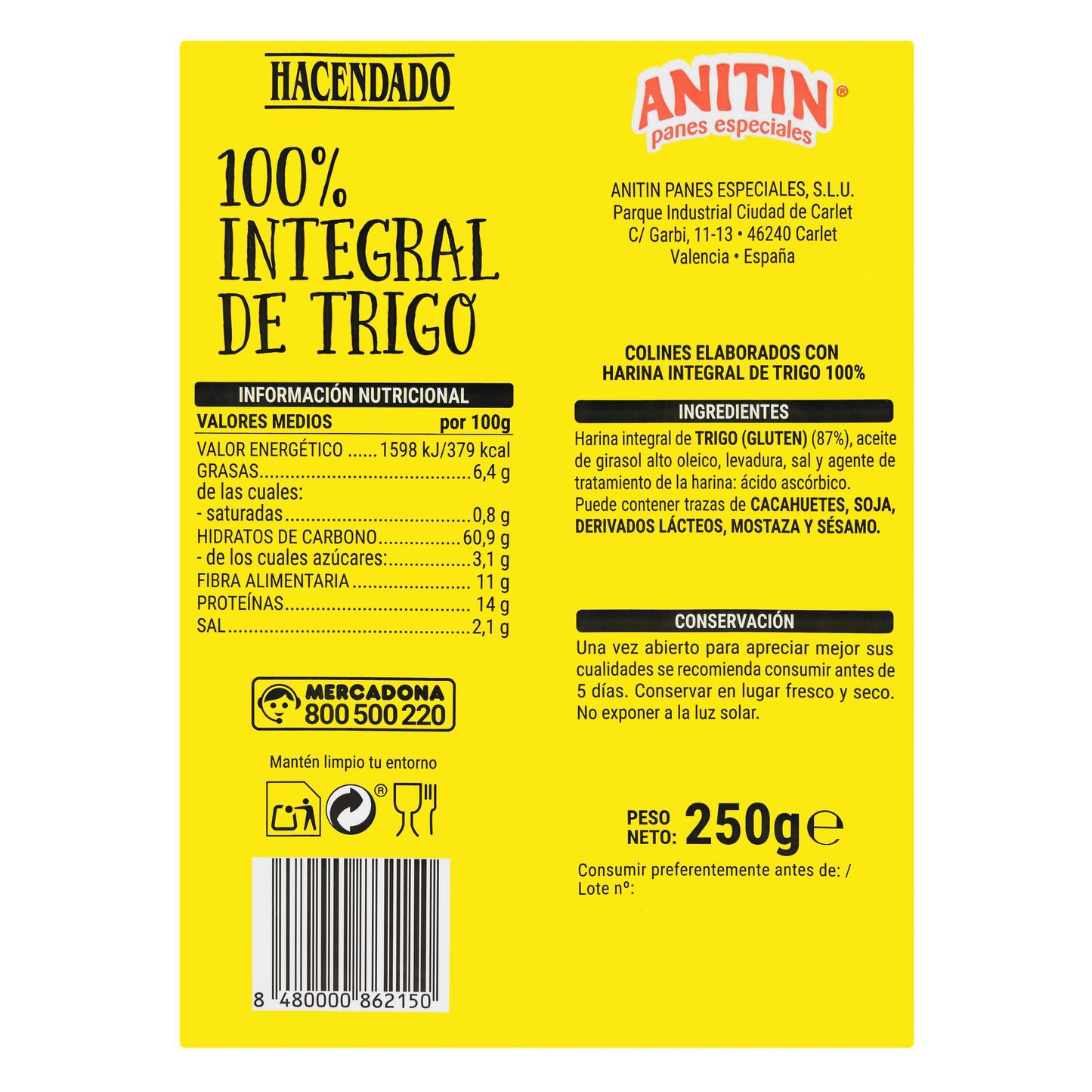 Picos 100% Integrales Hacendado