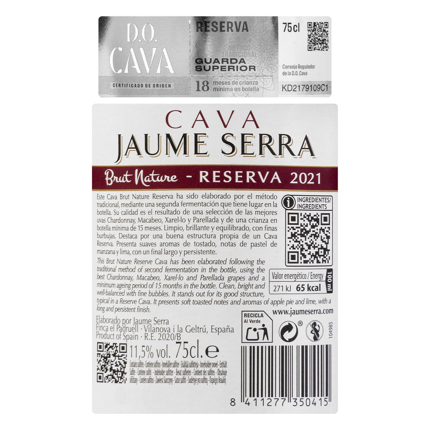 Cava Brut Nature Jaume Serra Reserva