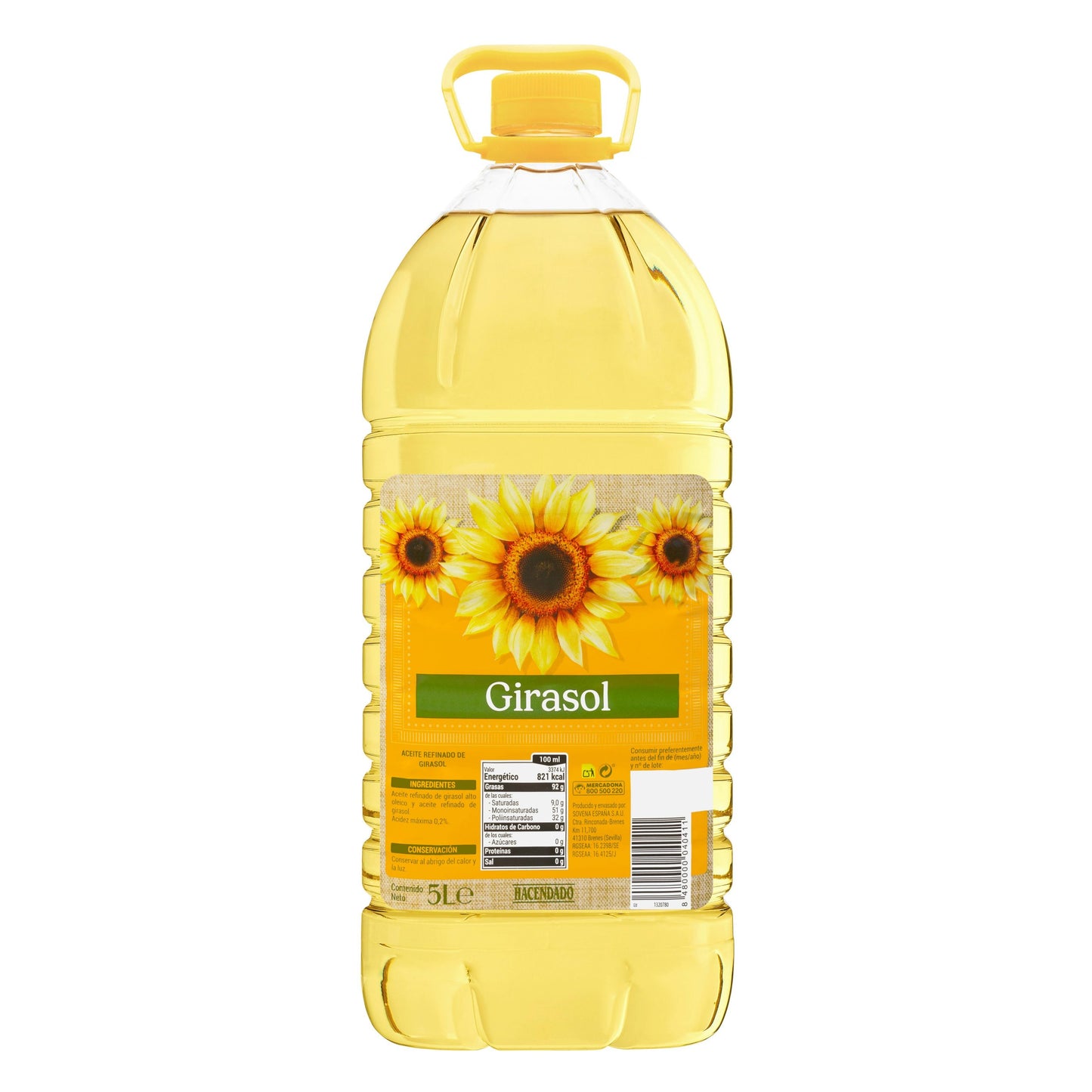 Aceite de Girasol Refinado 0,2º Hacendado 5L