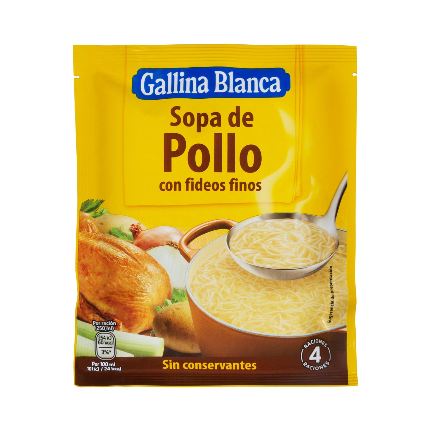 Sobre de Sopa de Pollo Gallina Blanca con Fideos Finos