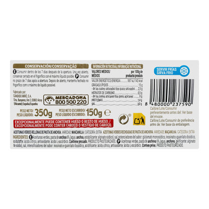 Aceitunas Verdes Rellenas de Anchoa Hacendado