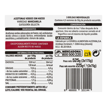 Aceitunas Verdes Sin Hueso Hacendado