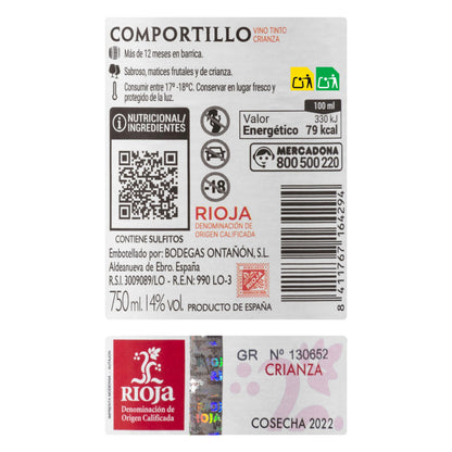 Vino Tinto D.O Rioja Comportillo Crianza