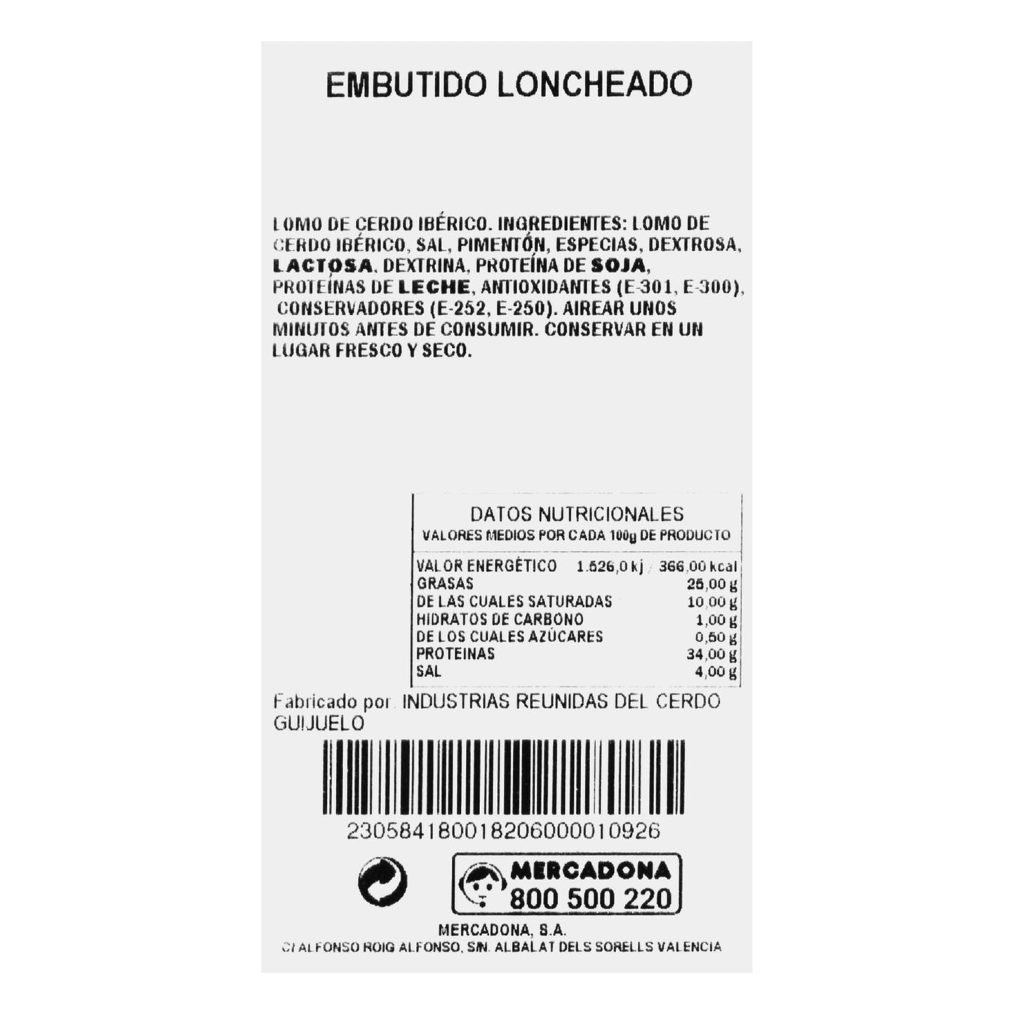 Lomo de Bellota Ibérico Cortado a Máquina