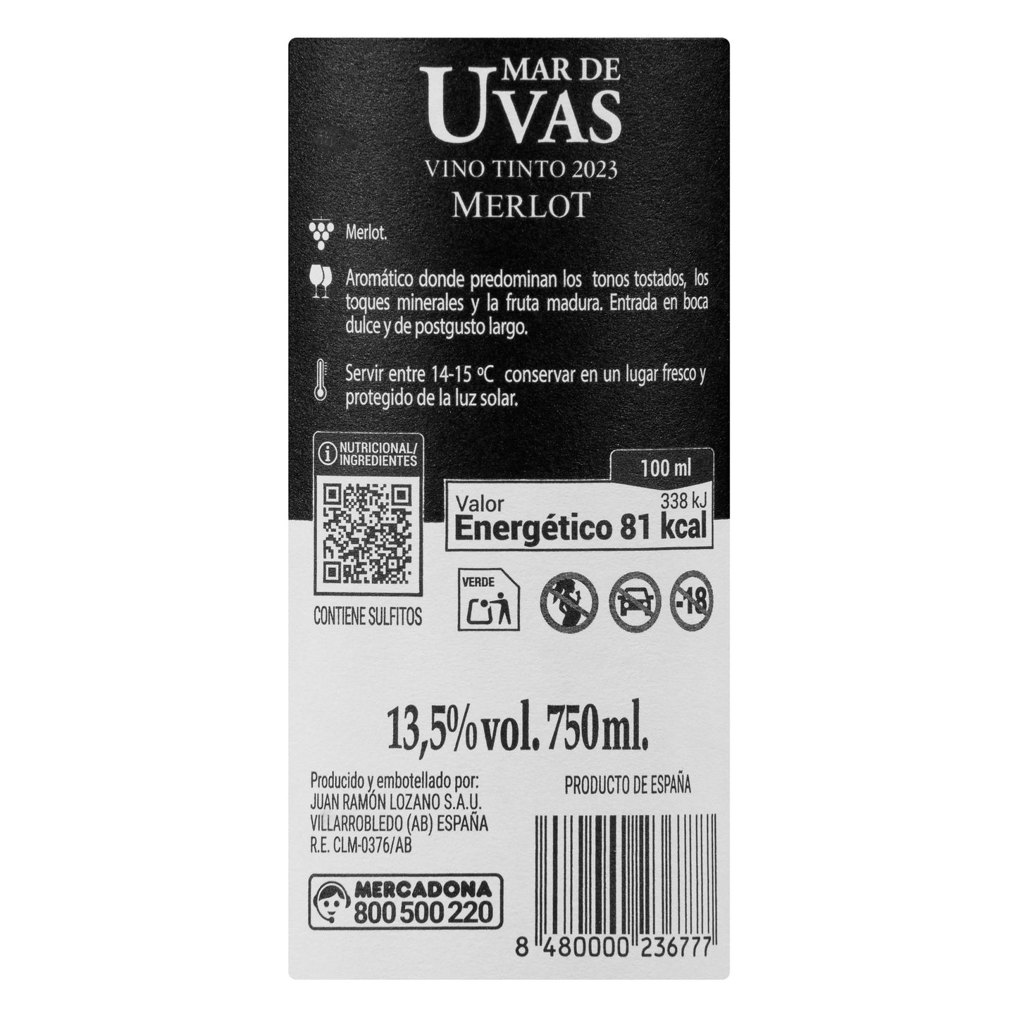 Vino Tinto Merlot Mar de Uvas